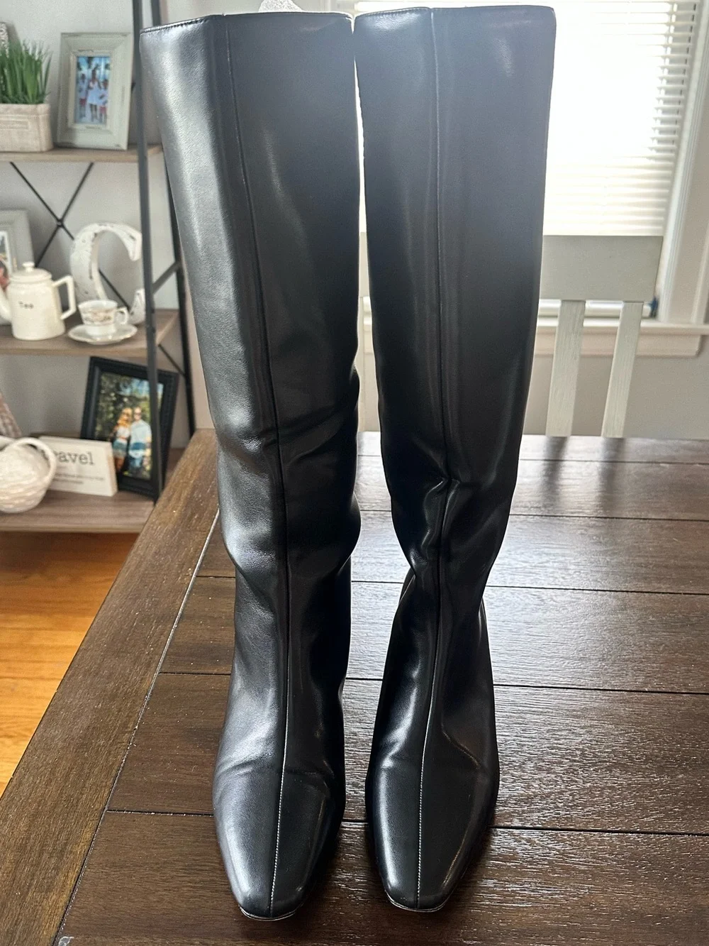 🍁Classic Black Knee-High faux Leather Boots🍁